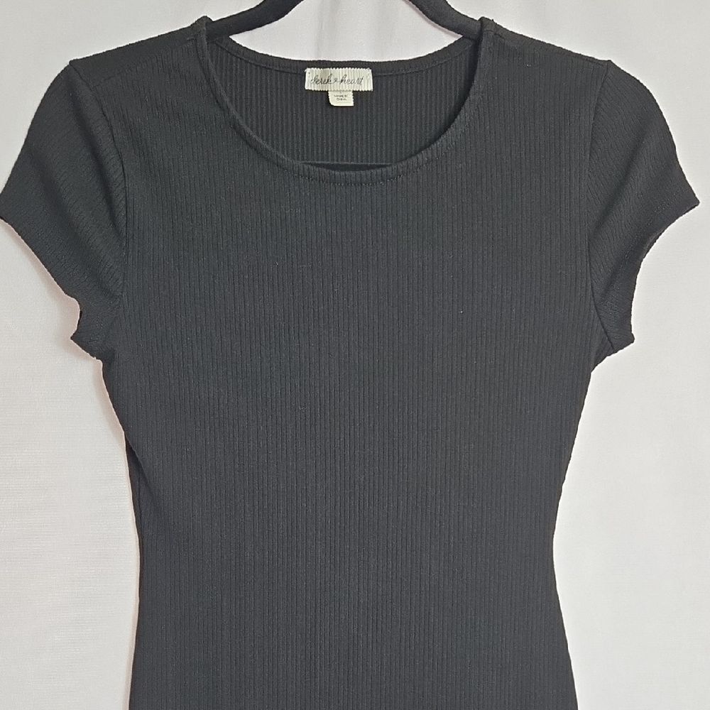 Derek Heart Black Ribbed Short Sleeve Mini Dress